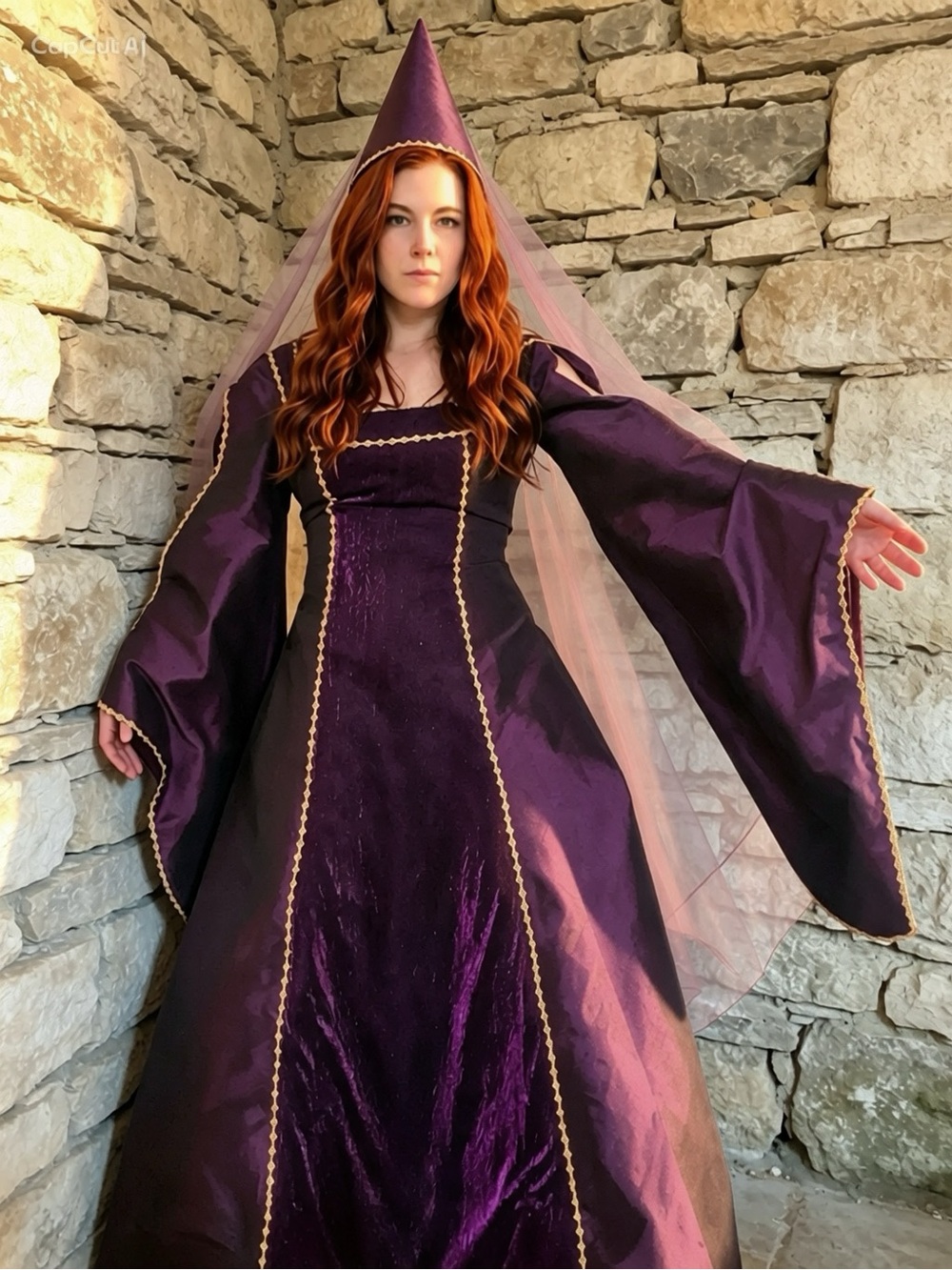 Handmade Renaissance Gown Iridescent Purple Taffeta Medieval Dress Costume